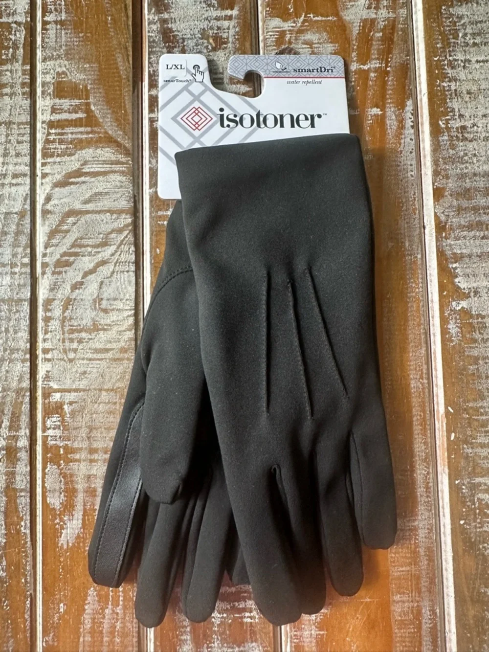 isotoner Black Gloves with Red Logo Accent - Picture 1 of 5